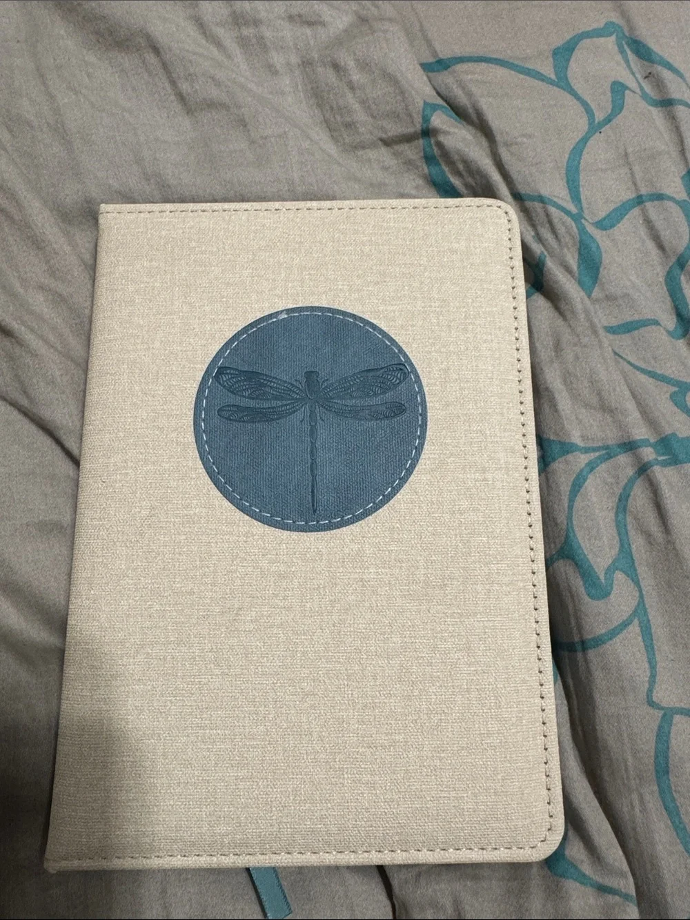 Beige Linen Dragonfly Journal - Unbranded